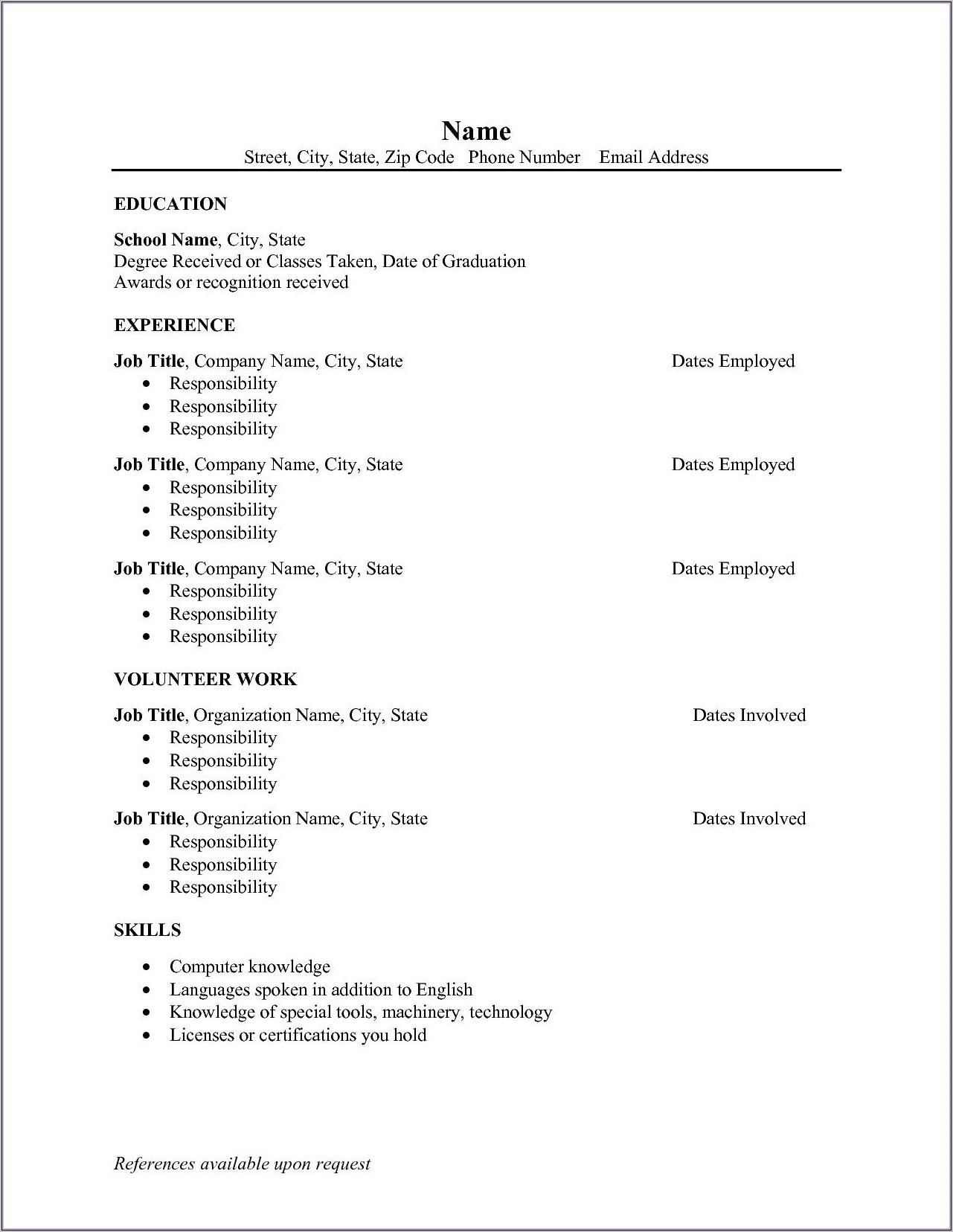 Resume Sample For Job Application Pdf Download