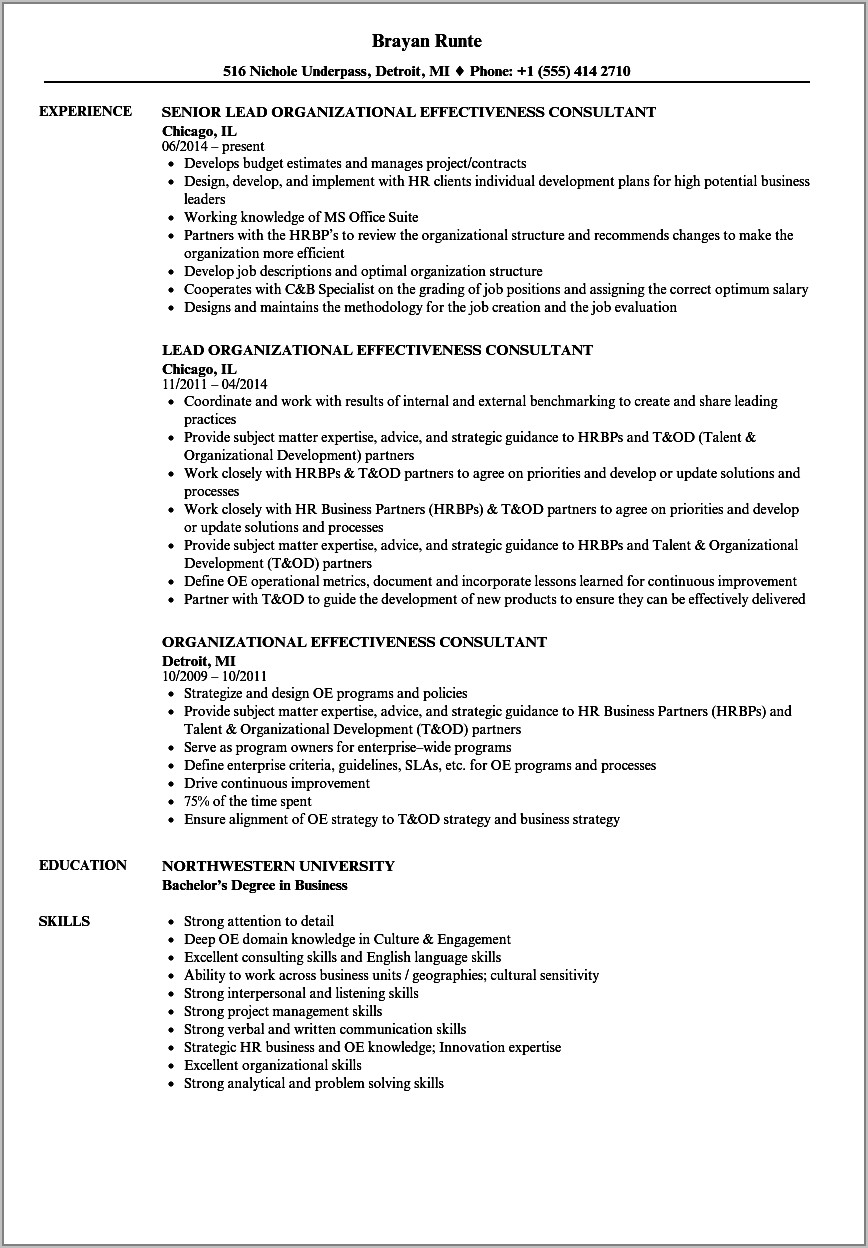 Resume Sample For Leadership