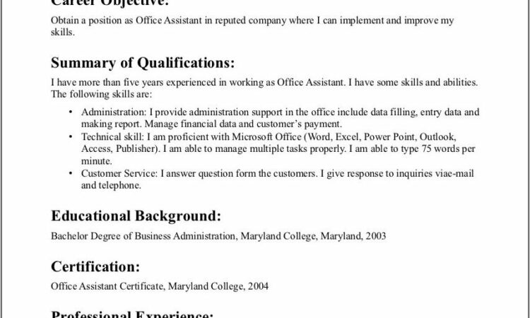 Resume Sample For Medical Assistant Objectives