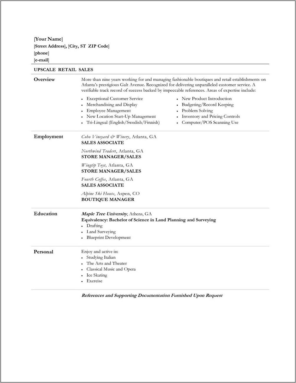 Resume Sample For Retail Jobs