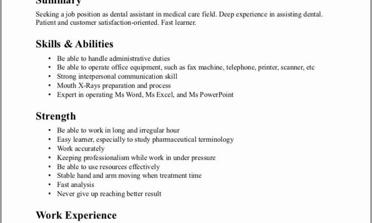 Resume Samples For Dental Assistant