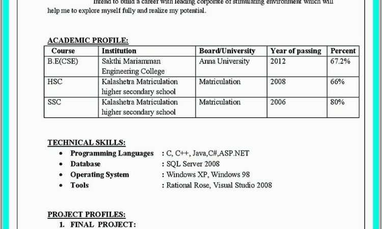 Resume Samples For Freshers Free Download Pdf