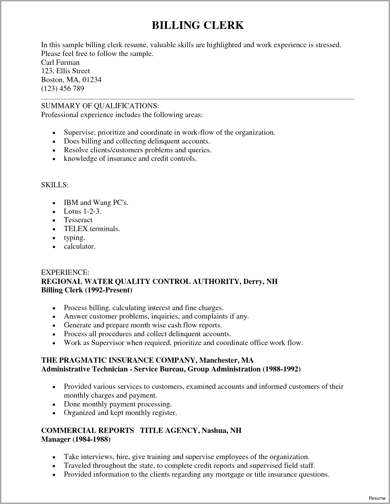Resume Samples For Medical Coding