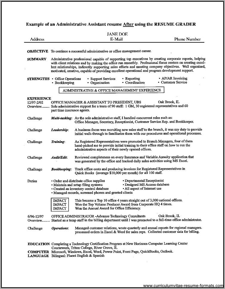Resume Samples For Office Assistant Job