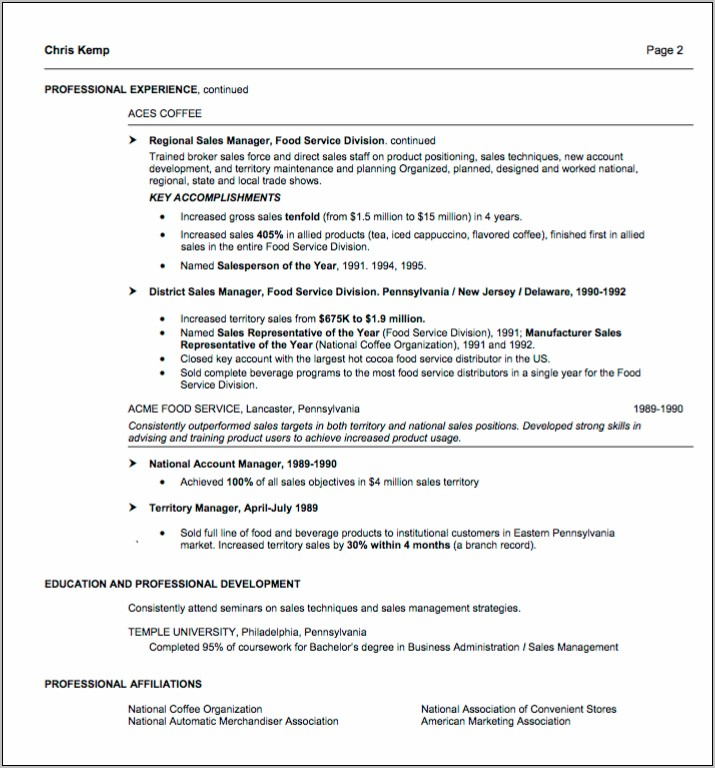 Resume Samples For Sales Positions