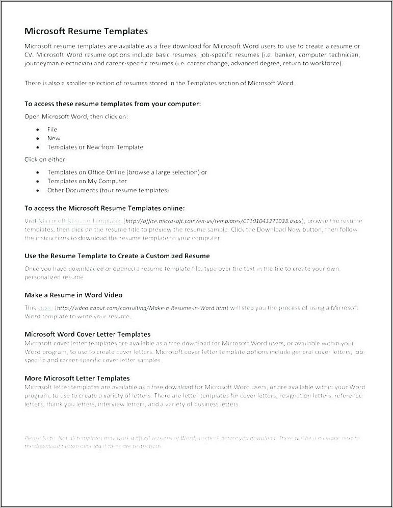 Resume Template Doc Free Download