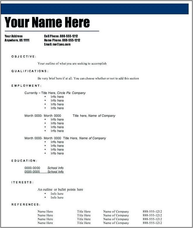 Resume Template Fill In The Blank