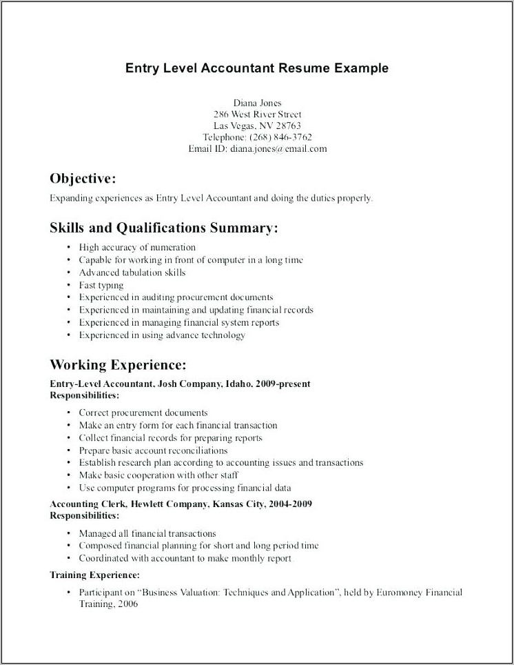 Resume Template For Accountant Free Download