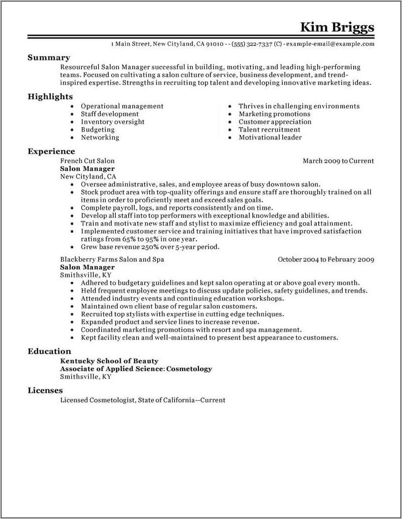 Resume Template For Cashier