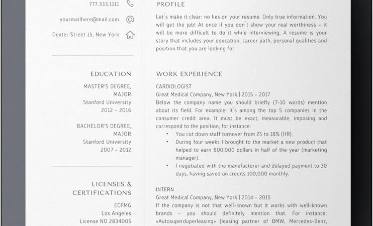 Resume Template For Doctor