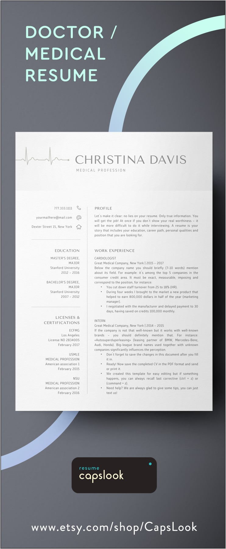 Resume Template For Doctor