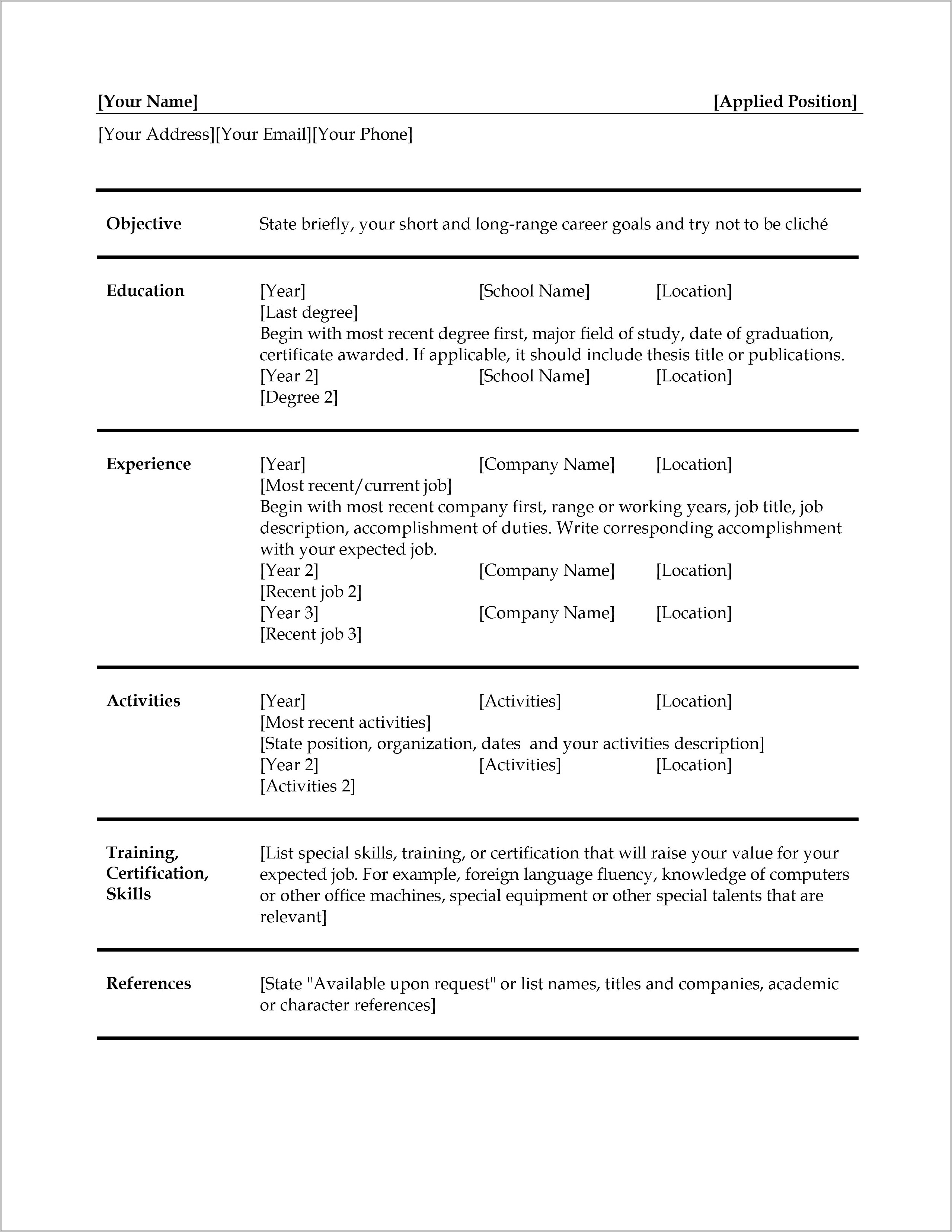 Resume Template For Electrical Engineers