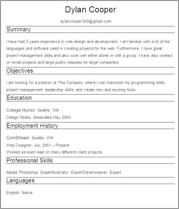 Resume Template For Free Online