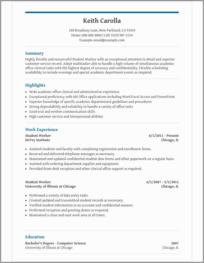 Resume Template For High School Student