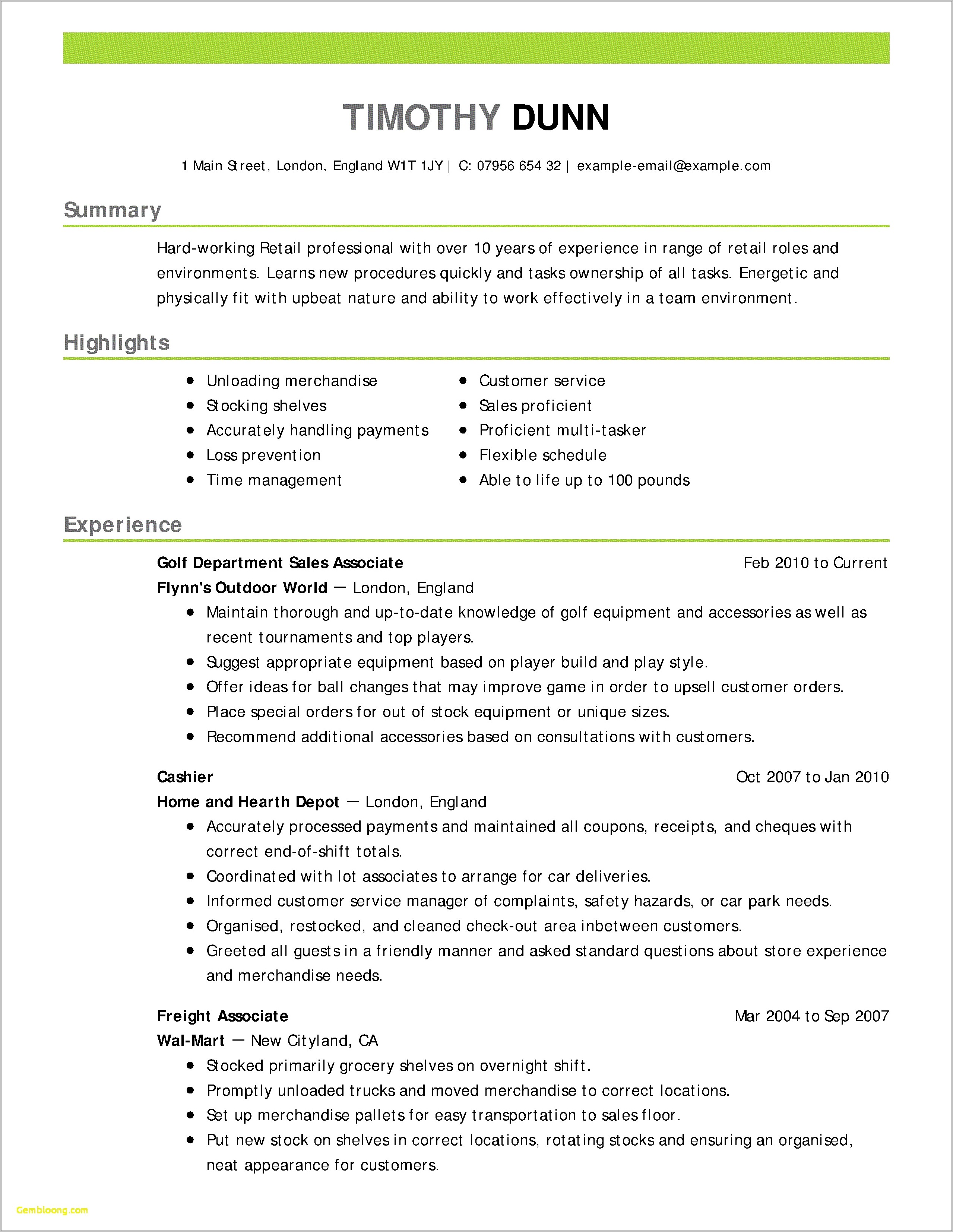 Resume Template For Hvac Technician