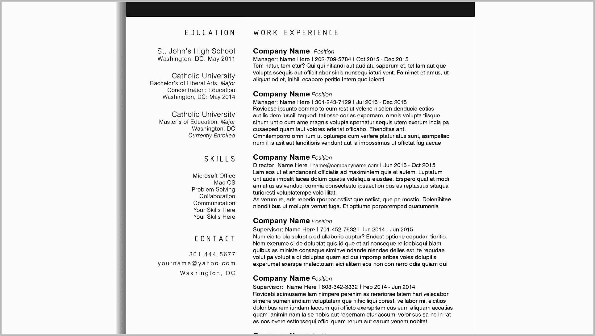 Resume Template For Mac Free