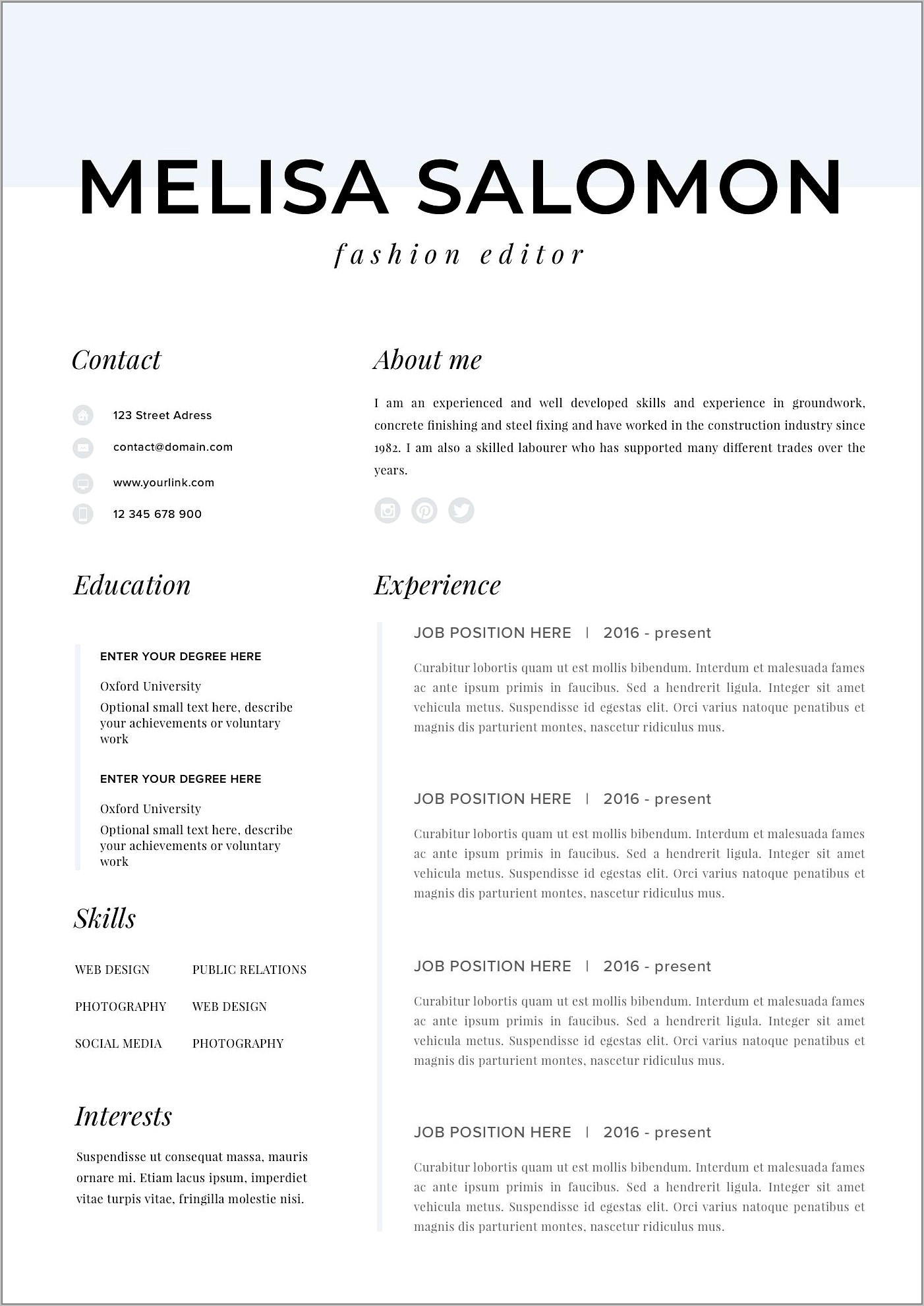 Resume Template For Mac