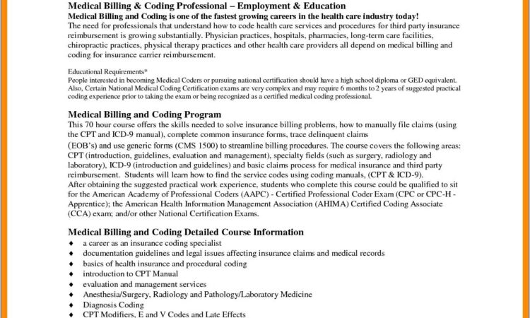 Resume Template For Medical Billing And Coding