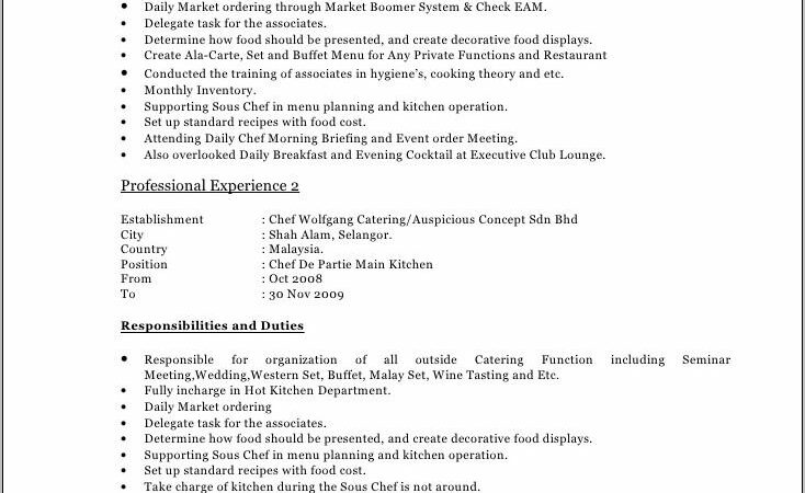 Resume Template For Sous Chef