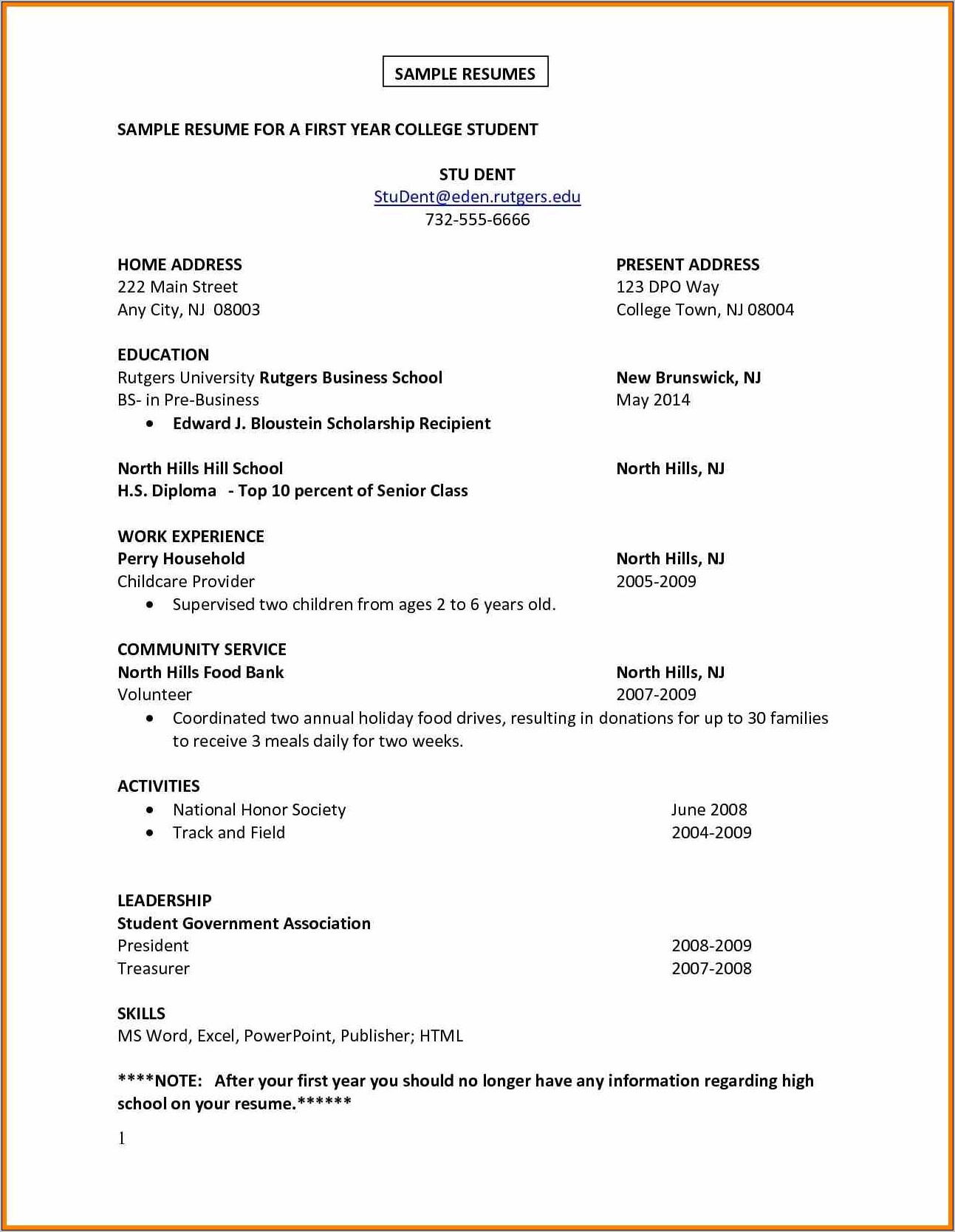 Resume Template For Teenagers