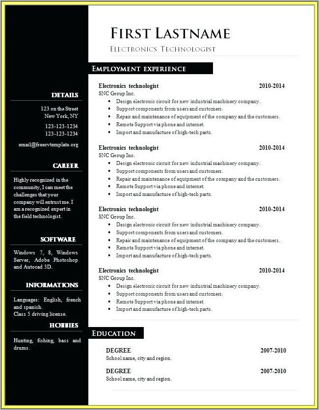 Resume Template Free Download Word 2019