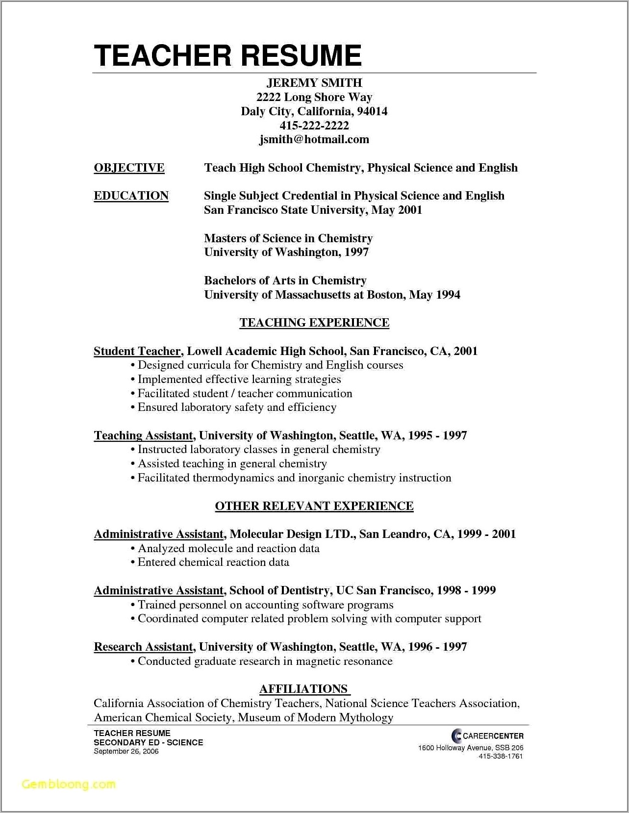 Resume Template Ms Word 2010