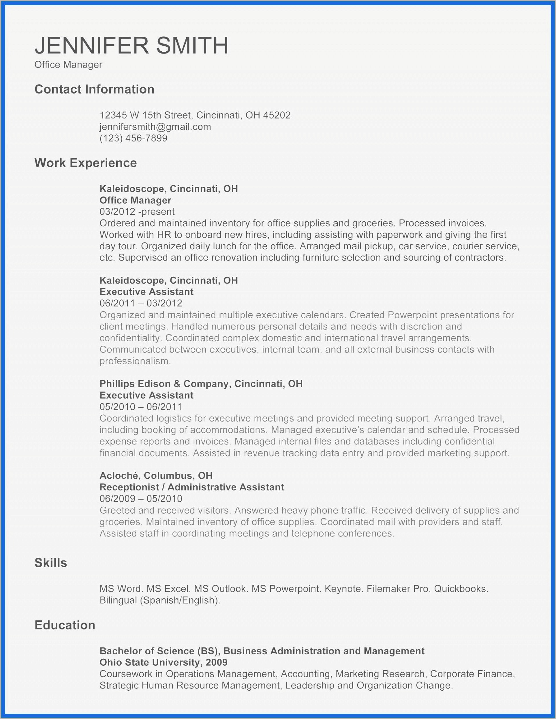 Resume Template Ms Word 2016