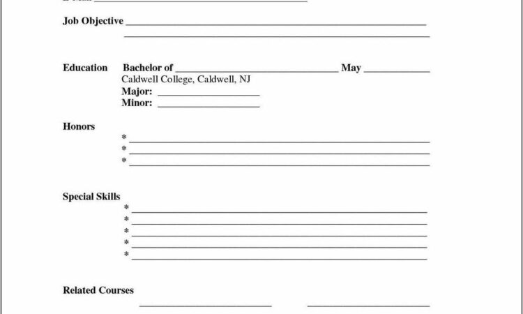 Resume Template Printable Blank