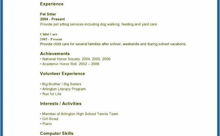 Resume Template Teenager No Job Experience