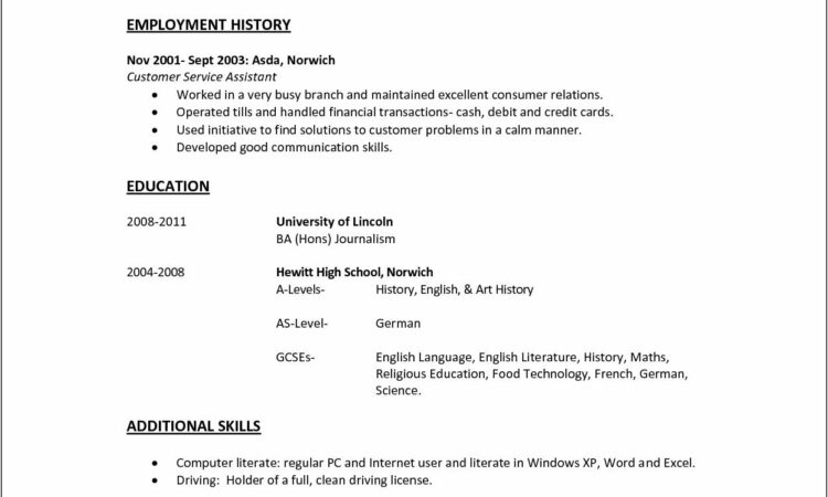 Resume Template Without Work Experience