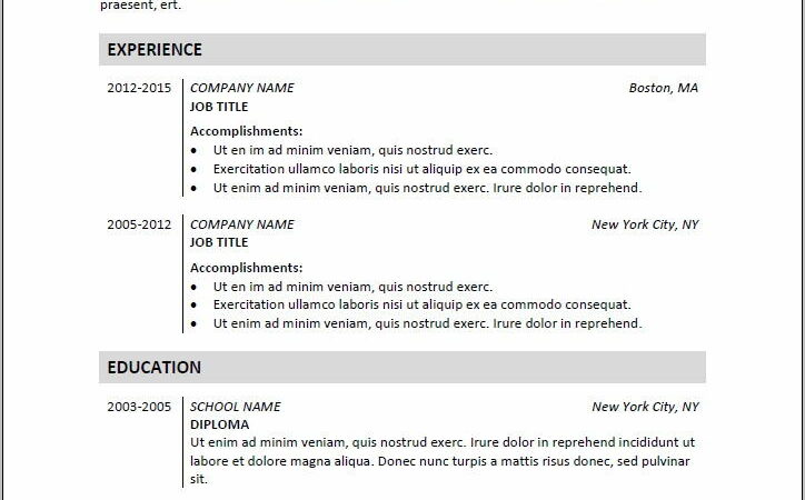 Resume Template Word Docx