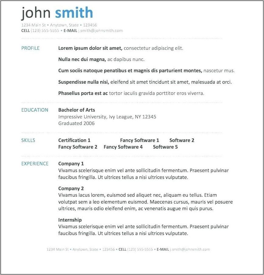 Resume Template Word Download Free