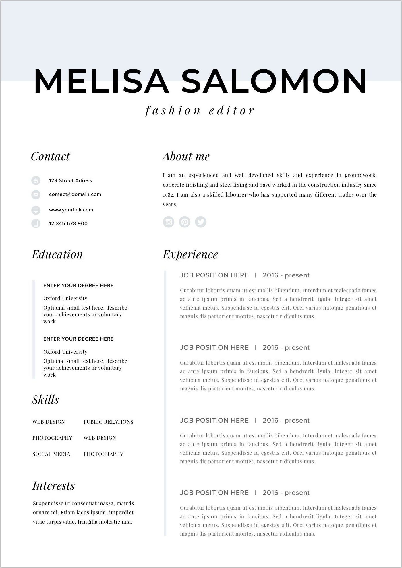 Resume Template Word For Mac