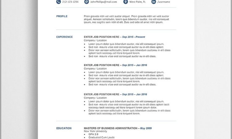 Resume Template Word Free Download 2018