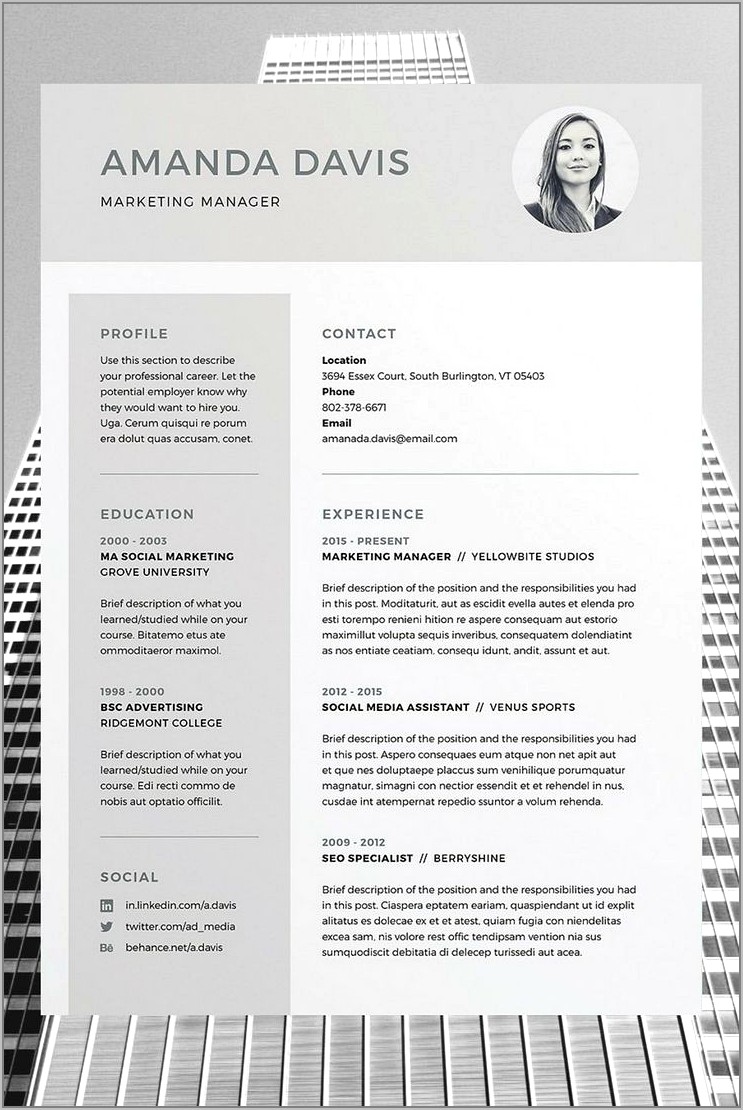 Resume Template Word Free Download Pdf