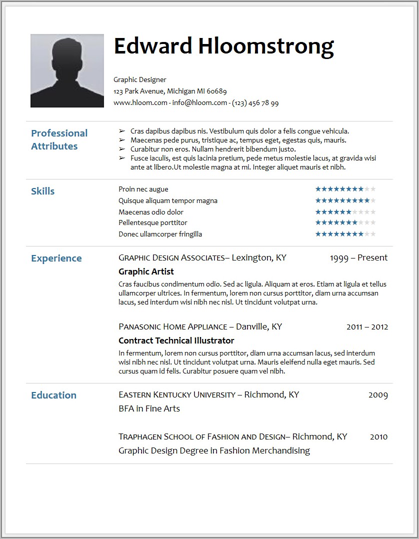 Resume Templates Doc Free Download