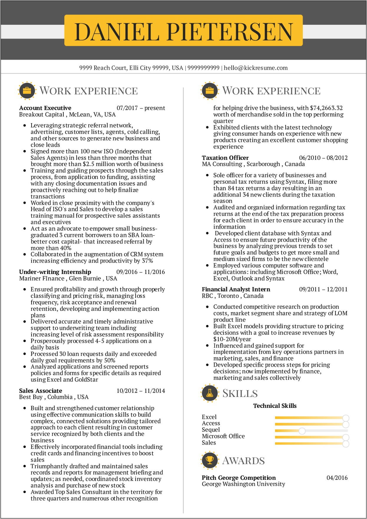 Resume Templates For Account Executives