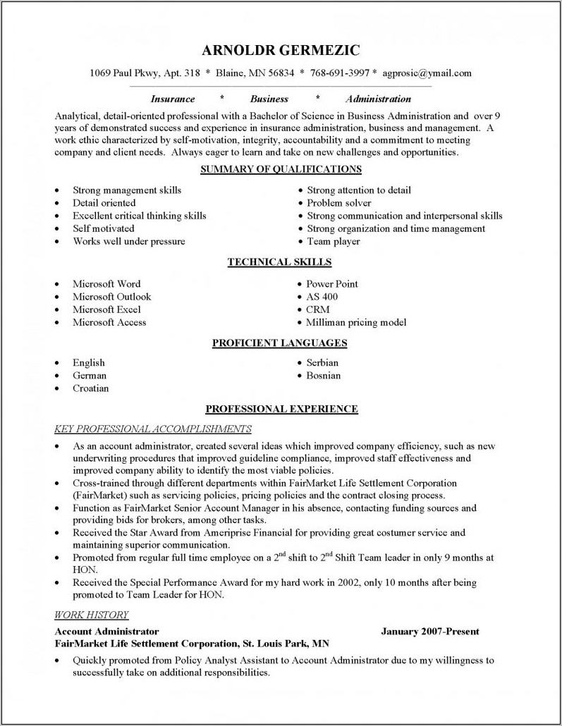 Resume Templates For Career Transition