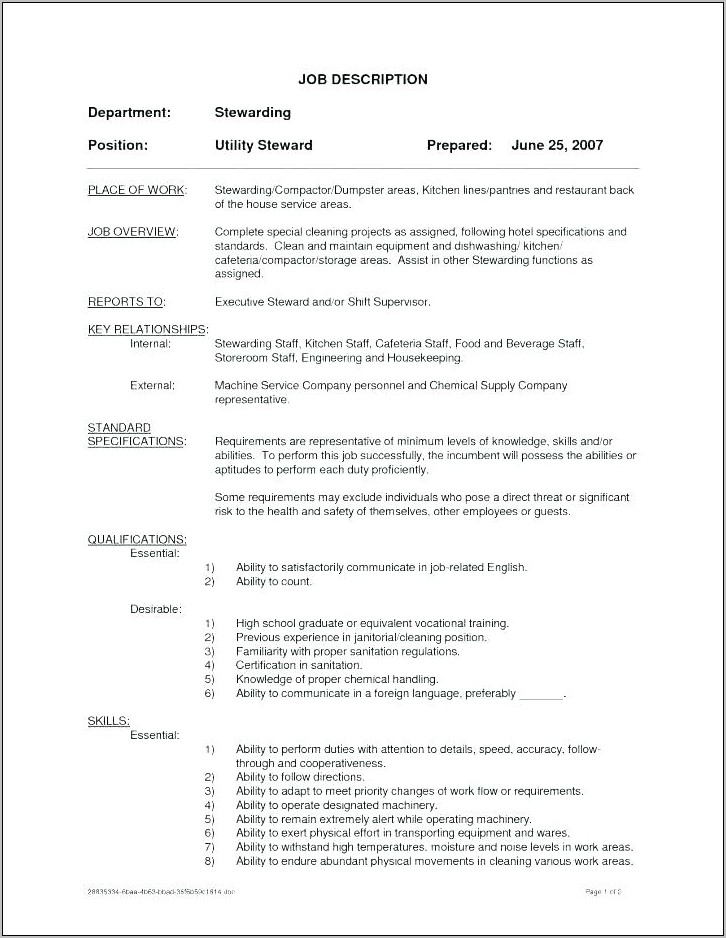 Resume Templates For Cleaning Jobs