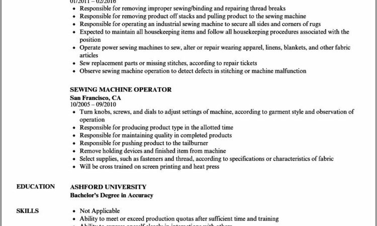 Resume Templates For Cnc Machinist