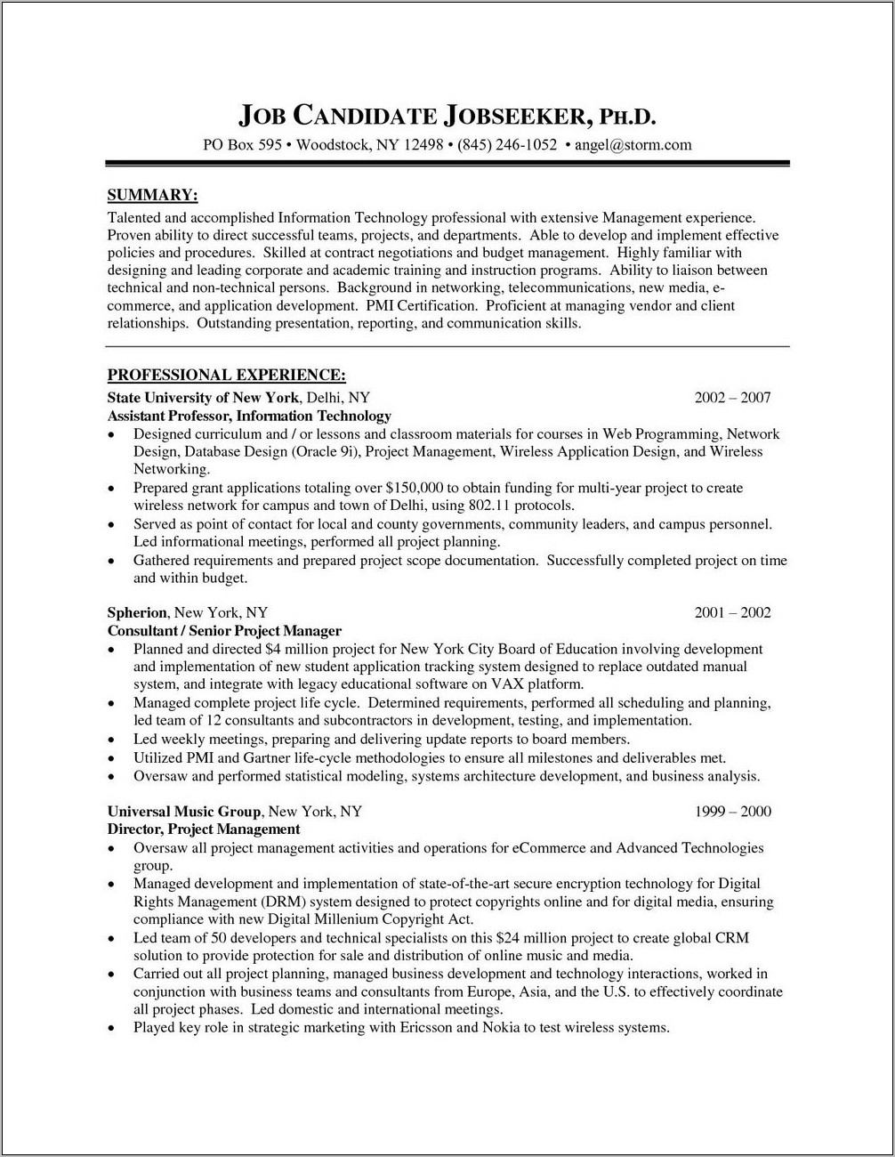 Resume Templates For Construction Industry