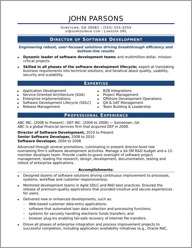 Resume Templates For Experienced Banking Professionals