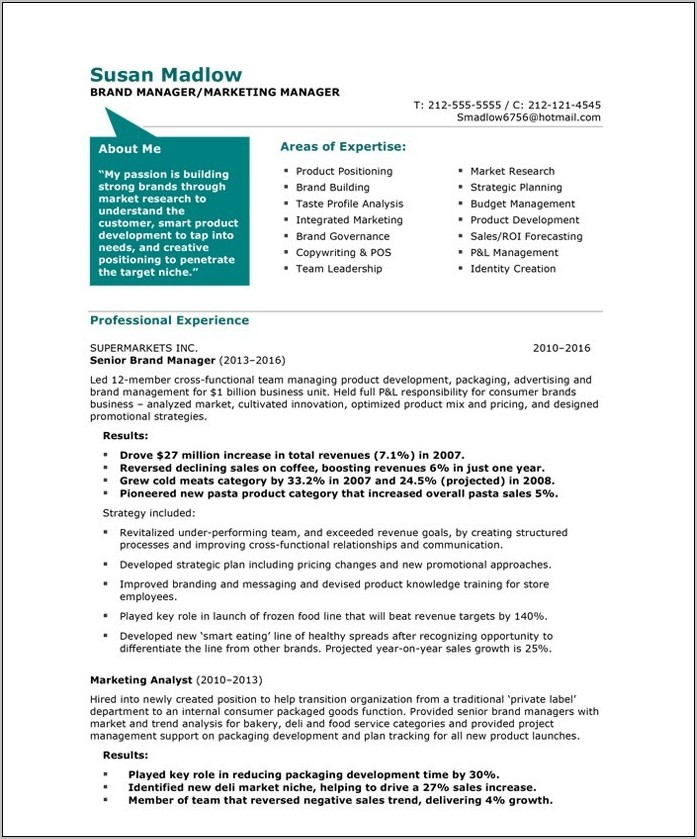 Resume Templates For Experienced Marketing Professionals