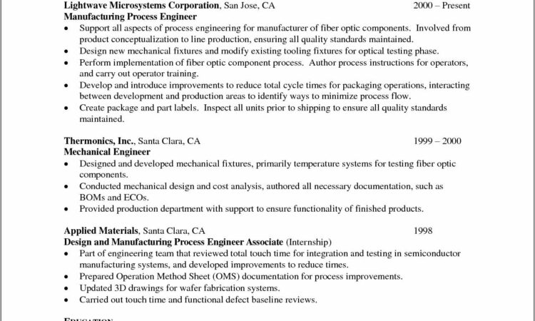 Resume Templates For Experienced Mechanical Engineers