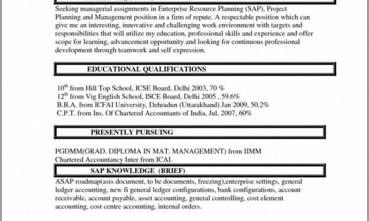 Resume Templates For Freshers Engineers