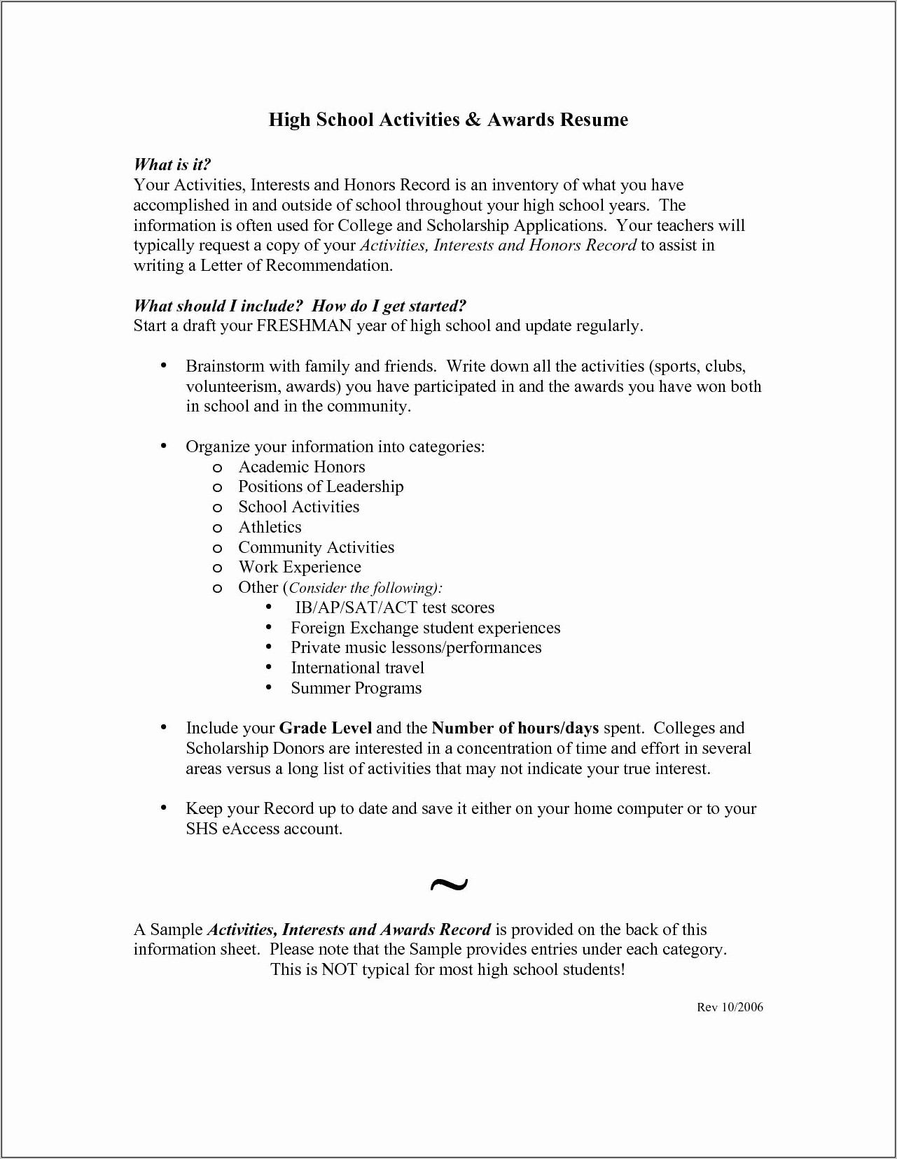 Resume Templates For High School Teachers