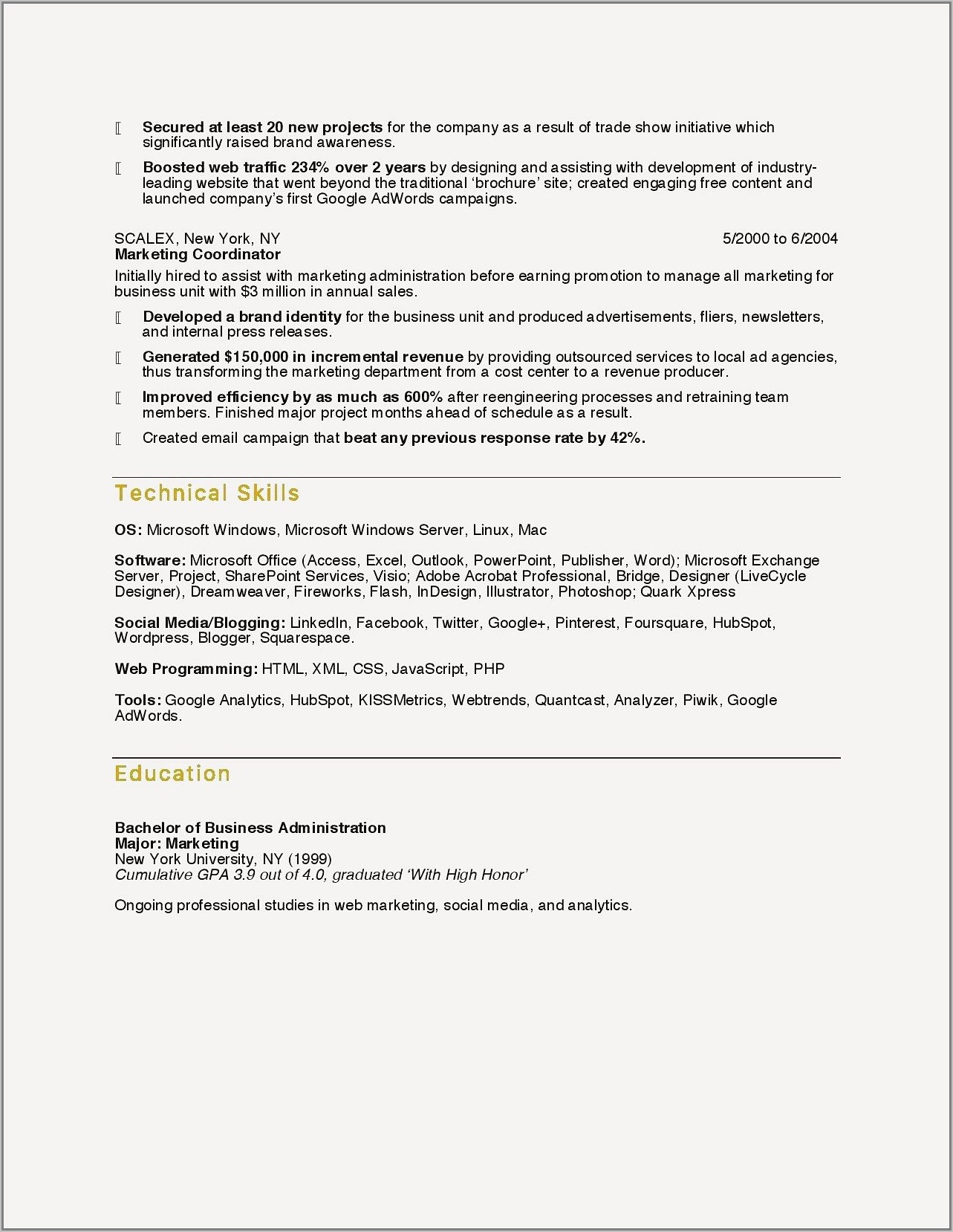 Resume Templates For Hr Professionals