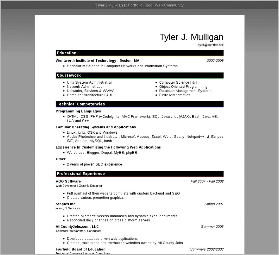 Resume Templates For Ms Word Download