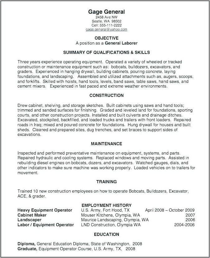 Resume Templates For Project Management Construction