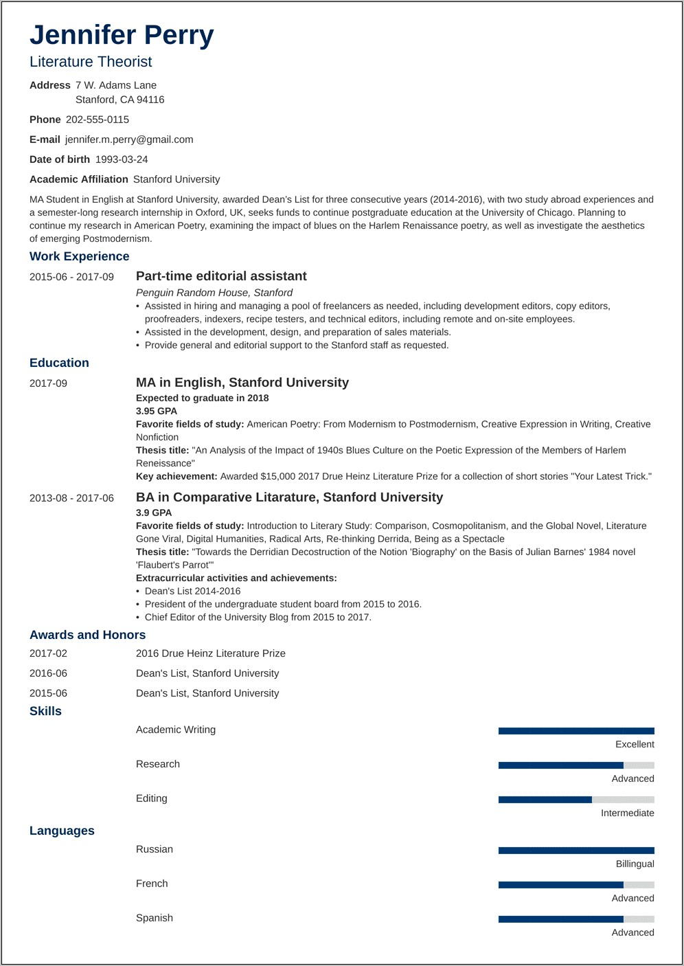 Resume Templates For Scholarships
